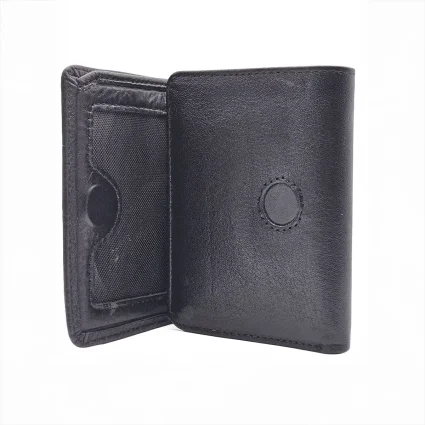 Mıknatıslı Üçe Katlanır Hakiki Deri Cüzdan Siyah M1 3018 - 5