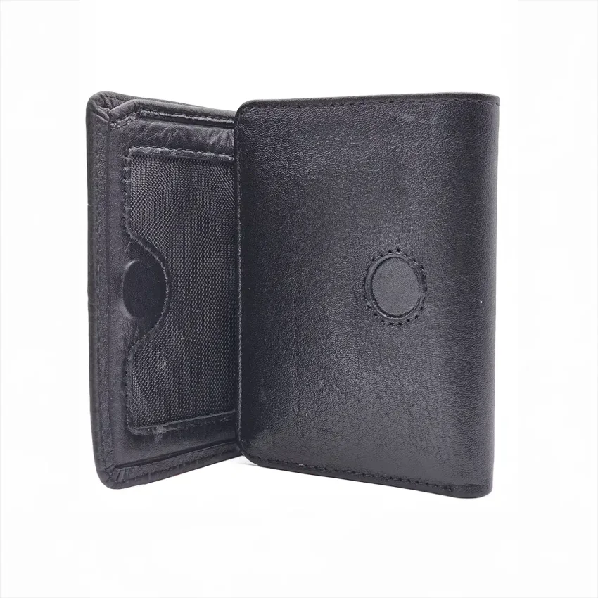 Mıknatıslı Üçe Katlanır Hakiki Deri Cüzdan Siyah M1 3018 - 5