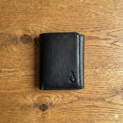 Mıknatıslı Üçe Katlanır Hakiki Deri Cüzdan Siyah M1 3018 - Serhendi Logolu Ürünler