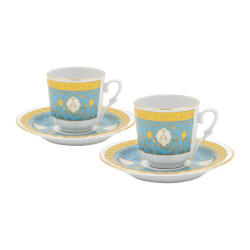 Güral 2 Kişilik 4 Parça Porselen Fincan Takımı - Kadife Kutulu Firuze 4 M1 - 3