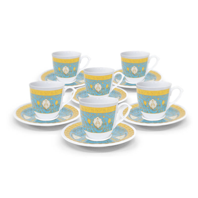 Güral 6 Kişilik 12 Parça Porselen Fincan Takımı - Firuze 12 M2 - 2