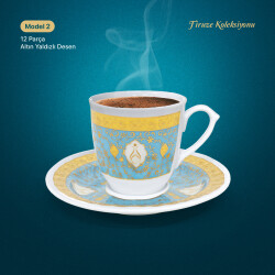 Güral 6 Kişilik 12 Parça Porselen Fincan Takımı - Firuze 12 M2