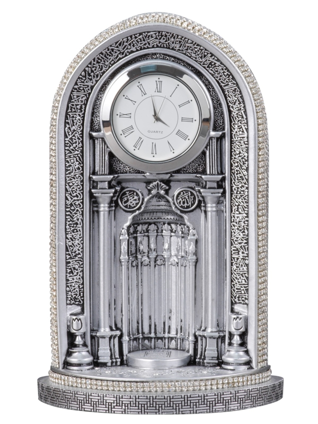 Nakkaş Saatli Mihrap Boytu (Orta Boy | Gümüş) - 1