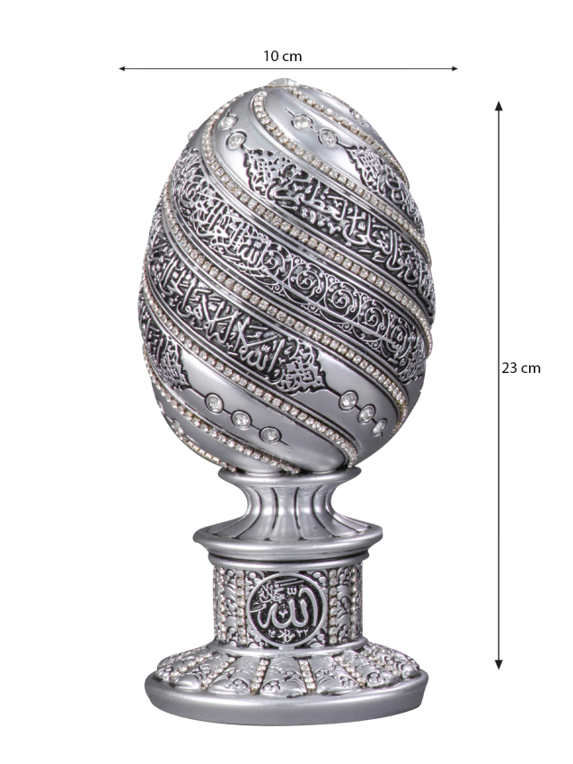 Nakkaş Yumurta Boytu (Büyük Boy | Gümüş | Ayet-el Kürsi) - 3