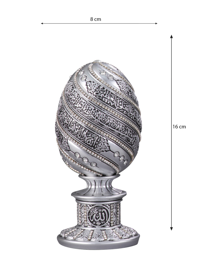 Nakkaş Yumurta Boytu (Küçük Boy | Gümüş | Ayet-el Kürsi) - 3