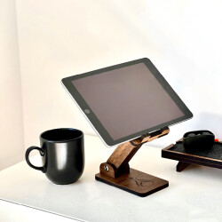 Nida Koleksiyonu Serhendi Logolu Ahşap Eğim ve Yükseklik Ayarlanabilir Telefon Standı 16,5*10 cm - 4