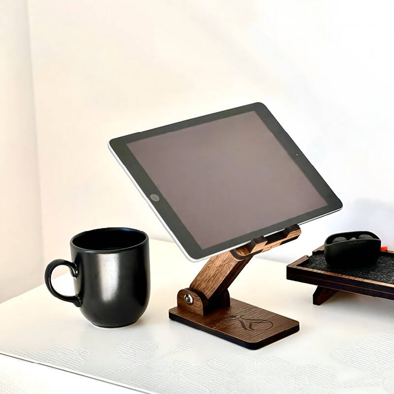 Nida Koleksiyonu Serhendi Logolu Ahşap Eğim ve Yükseklik Ayarlanabilir Telefon Standı 16,5*10 cm - 4