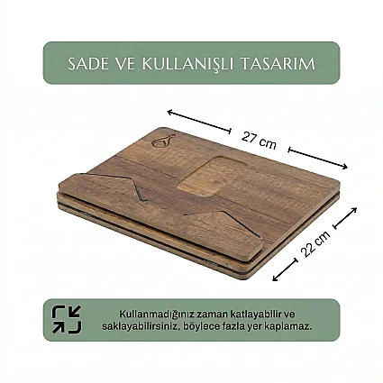 Ahşap Kitap Okuma Standı Standart Boy 27X22 cm - Serhendi Logolu - Nida M4 - 4