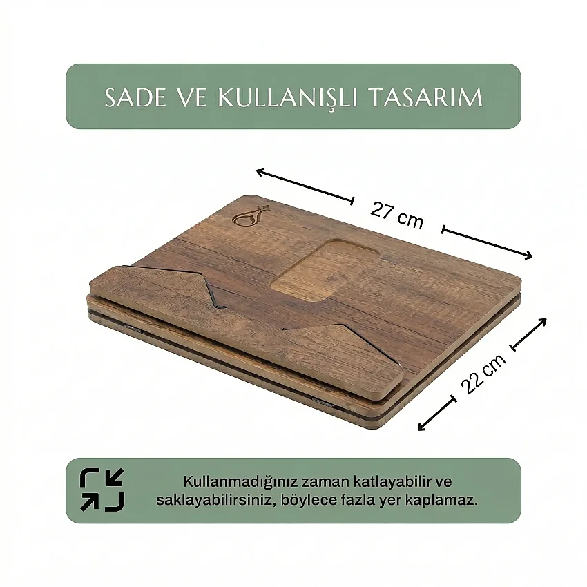 Ahşap Kitap Okuma Standı Standart Boy 27X22 cm - Serhendi Logolu - Nida M4 - 4