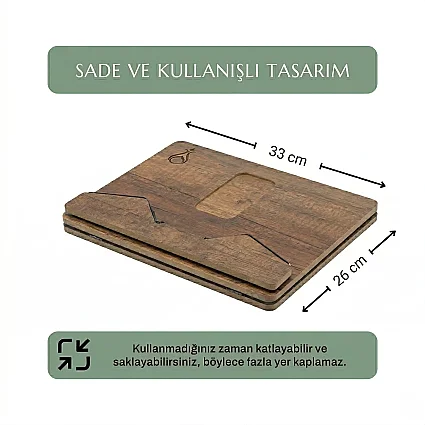 Ahşap Kitap Okuma Standı Büyük Boy 33X26 cm - Serhendi Logolu - Nida M3 - 4