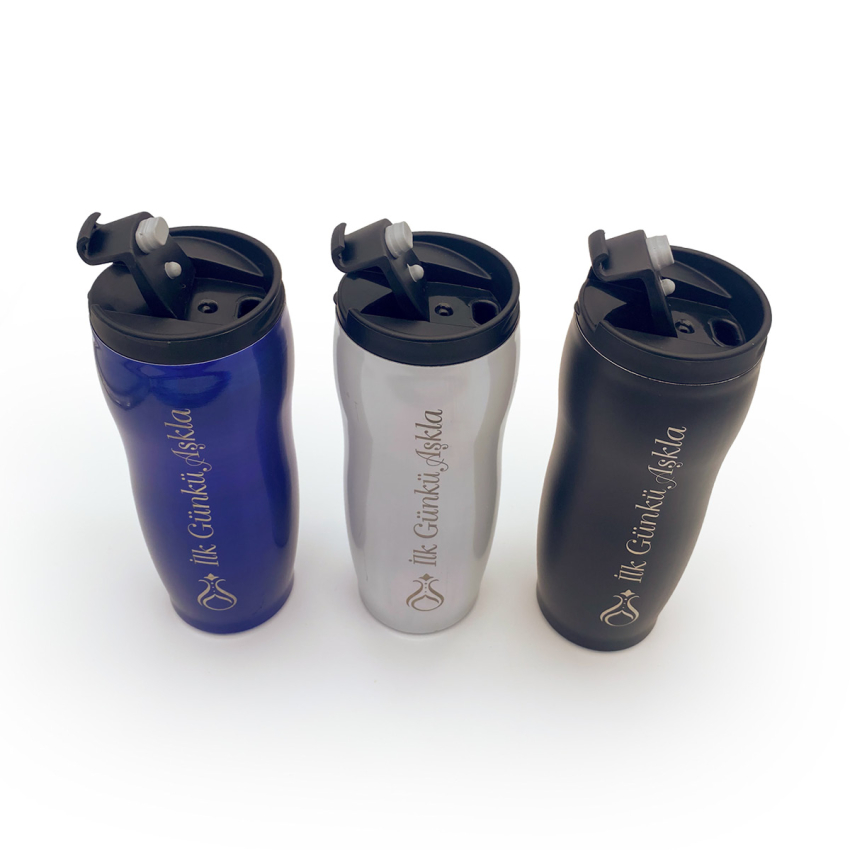 Oval Termos 400 ml Serhendi Logolu İlk Günkü Aşkla Beyaz M3 - 5