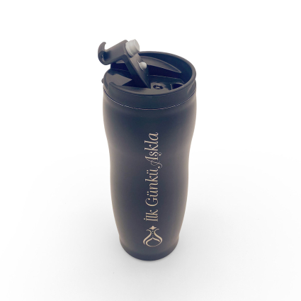 Oval Termos 400 ml Serhendi Logolu İlk Günkü Aşkla Siyah M3 - 2