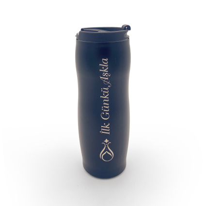 Oval Termos 400 ml Serhendi Logolu İlk Günkü Aşkla Siyah M3 