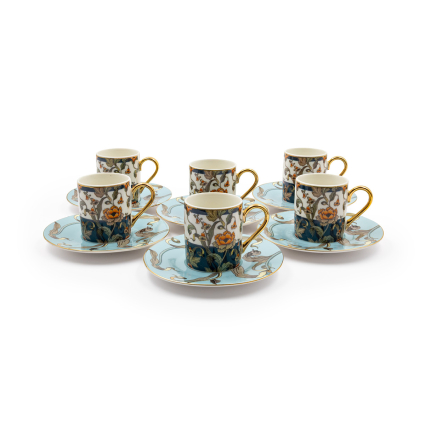 6 Kişilik 12 Parça Porselen Kahve Fincan Takımı - Reyhan 12 M1 - Logosuz Ürünler (1)