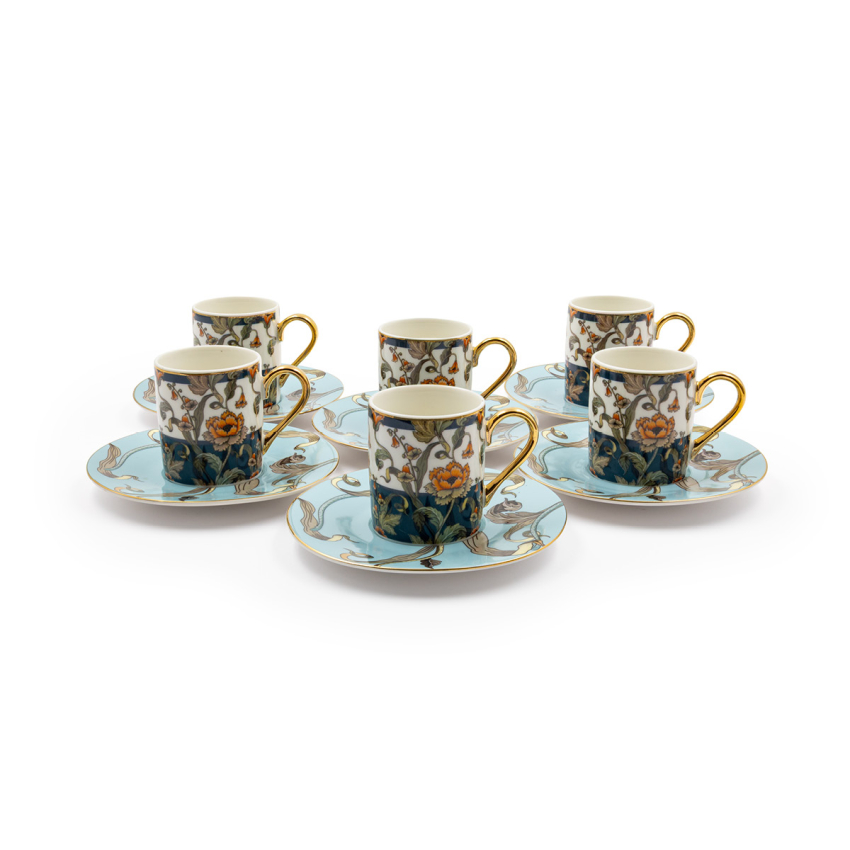 6 Kişilik 12 Parça Porselen Kahve Fincan Takımı - Reyhan 12 M1 - 2