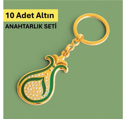 Serhendi Logolu Taşlı Metal Anahtarlık, Altın 10'Lu 