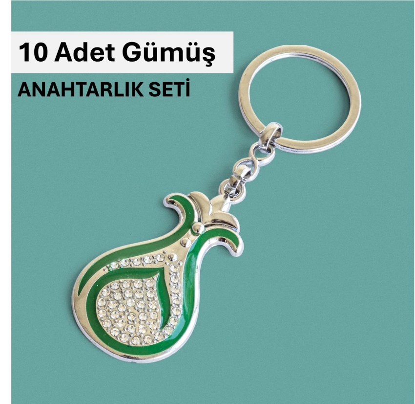Serhendi Logolu Taşlı Metal Anahtarlık, Gümüş 10'Lu - 1