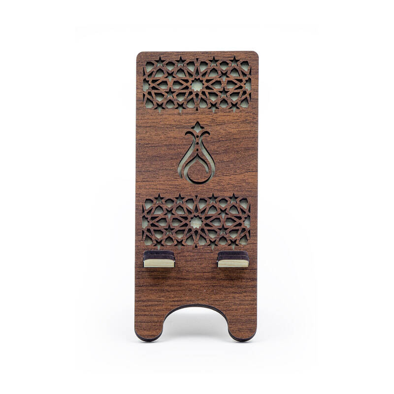 Ahşap Ceviz Masaüstü Telefon Standı - Telefon Tutucu - Serhendi Logolu - 2