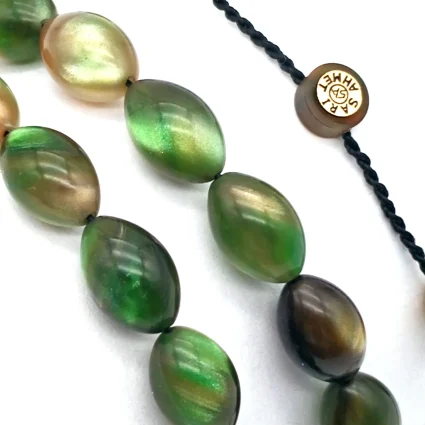 Sıkma Kehribar Hareli Mavi Arpa Kesim Tesbih HA23 (1)