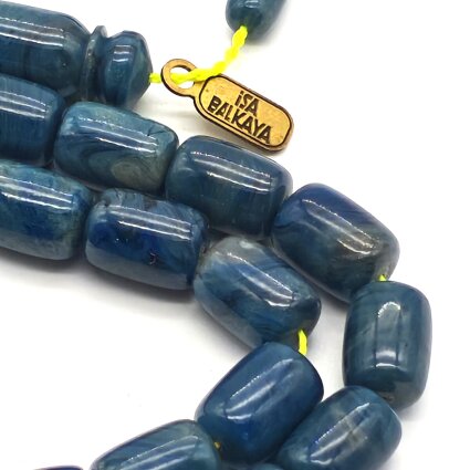 Sıkma Kehribar Hareli Mavi Kapsül Kesim Tesbih iB3 - Logosuz Ürünler (1)