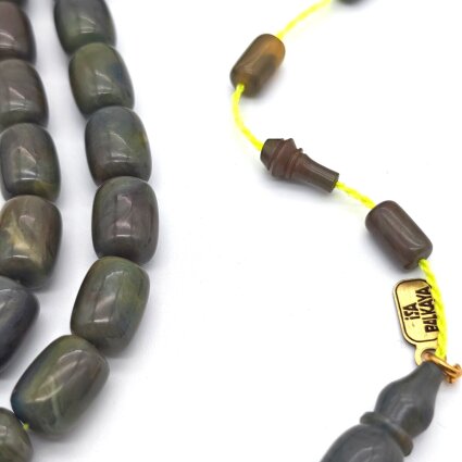 Sıkma Kehribar Hareli Yeşil Kapsül Kesim Tesbih iB4 - Logosuz Ürünler (1)