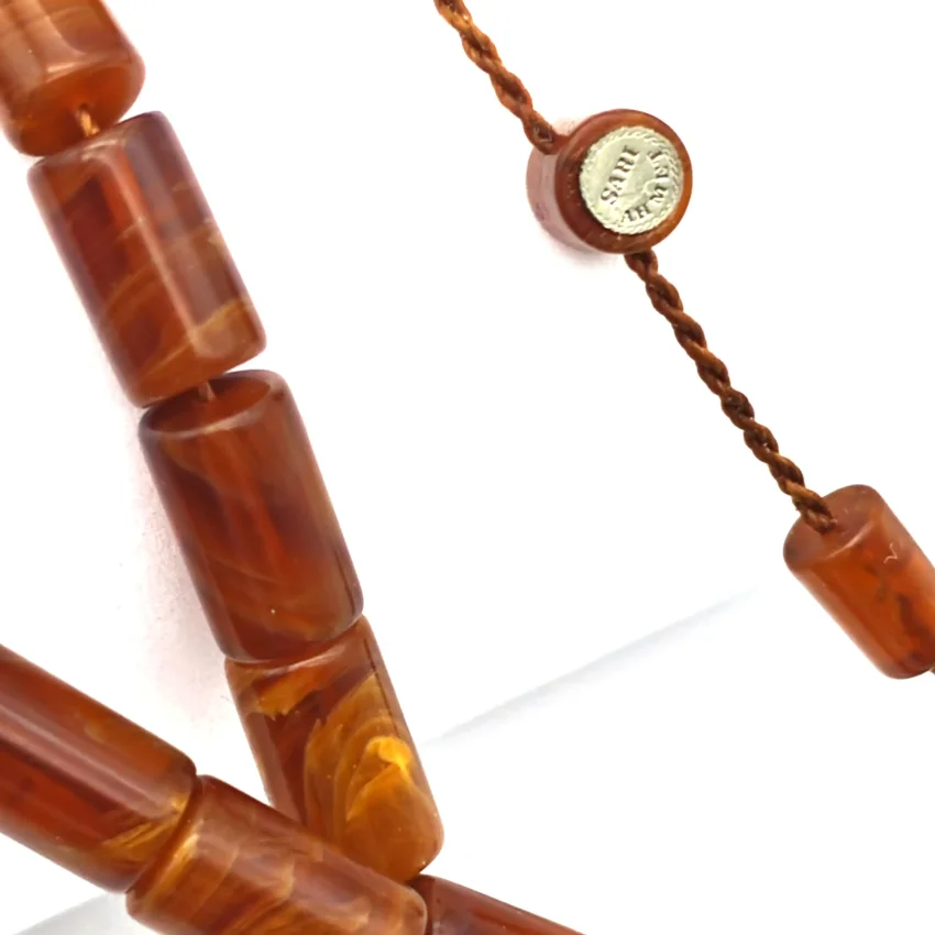 Sıkma Kehribar Kahve Kapsül Kesme Tesbih HA27 - 4