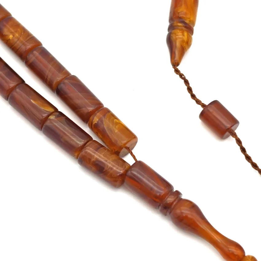 Sıkma Kehribar Kahve Kapsül Kesme Tesbih HA27 - 2