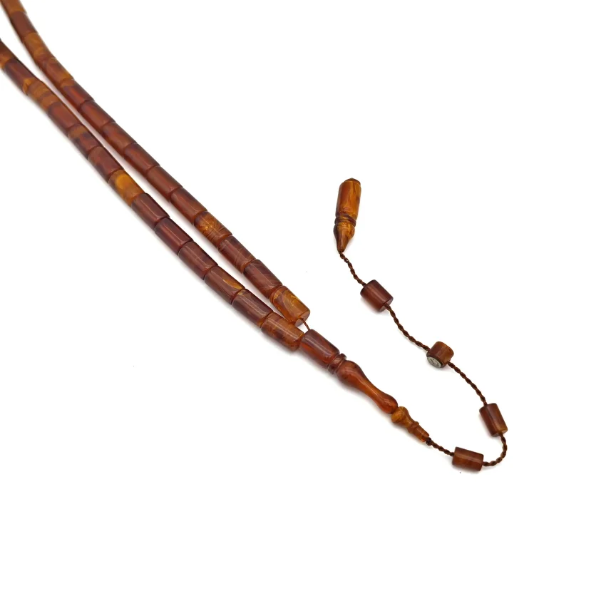 Sıkma Kehribar Kahve Kapsül Kesme Tesbih HA27 - 3