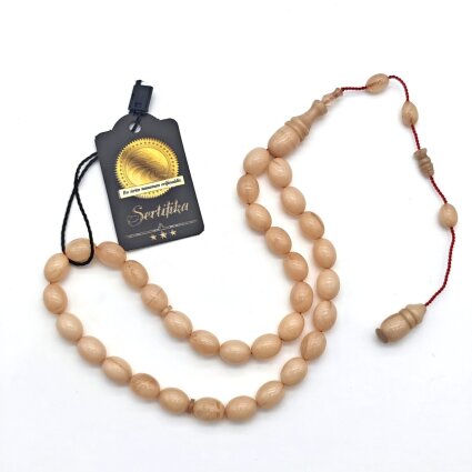 Sıkma Kehribar Krem Beyzi Kesim Tesbih SB1 - Logosuz Ürünler (1)