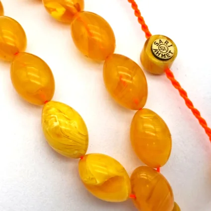 Sıkma Kehribar Sarı Arpa Kesim Tesbih HA22 (1)