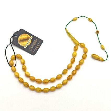 Sıkma Kehribar Sarı Arpa Kesim Tesbih HA7 - Logosuz Ürünler