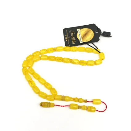 Sıkma Kehribar Sarı Kapsül Kesim Tesbih HA24