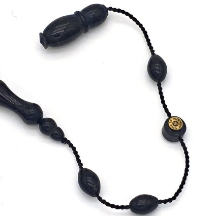 Sıkma Kehribar Siyah Beyzi Kesim Tesbih HA12 - Logosuz Ürünler (1)