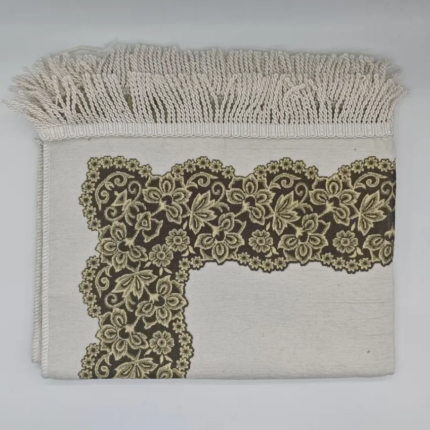 Şönil Seccade Örgü Saçaklı 70x115 Beyaz M3 - 1