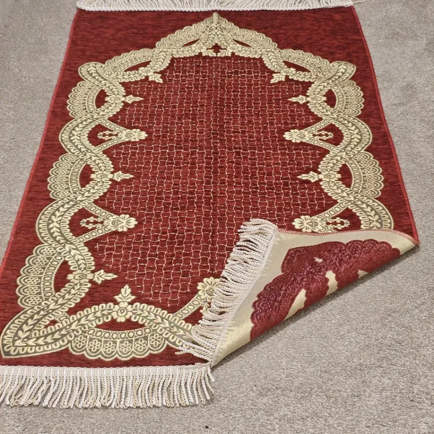 Şönil Seccade Örgü Saçaklı 70x115 Bordo M1 - 2