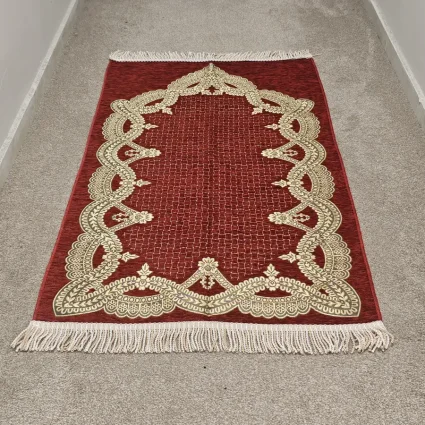 Şönil Seccade Örgü Saçaklı 70x115 Bordo M1 - 3