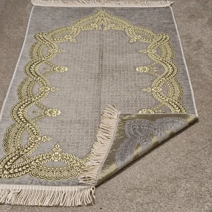 Şönil Seccade Örgü Saçaklı 70x115 Gri M1 (1)