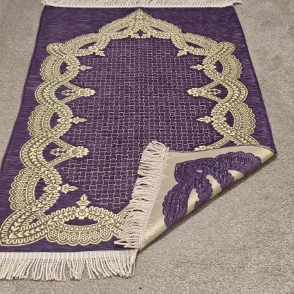 Şönil Seccade Örgü Saçaklı 70x115 Mor M1 (1)