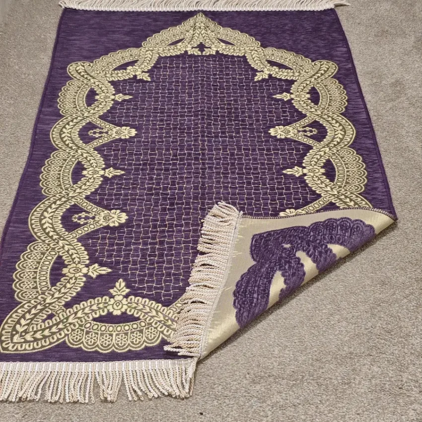 Şönil Seccade Örgü Saçaklı 70x115 Mor M1 - 2