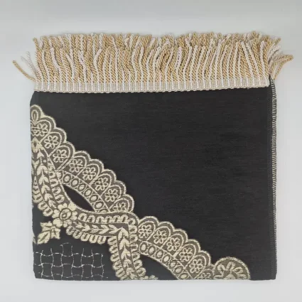 Şönil Seccade Örgü Saçaklı 70x115 Siyah M1