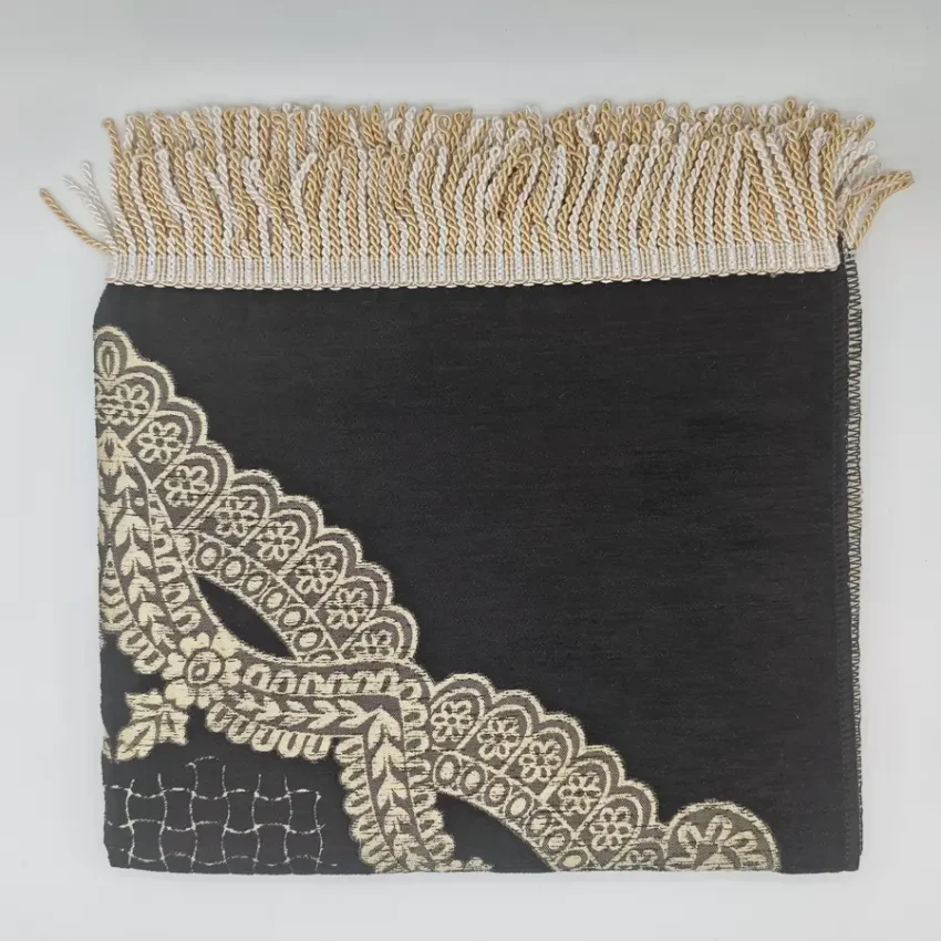 Şönil Seccade Örgü Saçaklı 70x115 Siyah M1 - 1