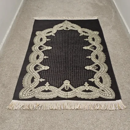 Şönil Seccade Örgü Saçaklı 70x115 Siyah M1 - 3