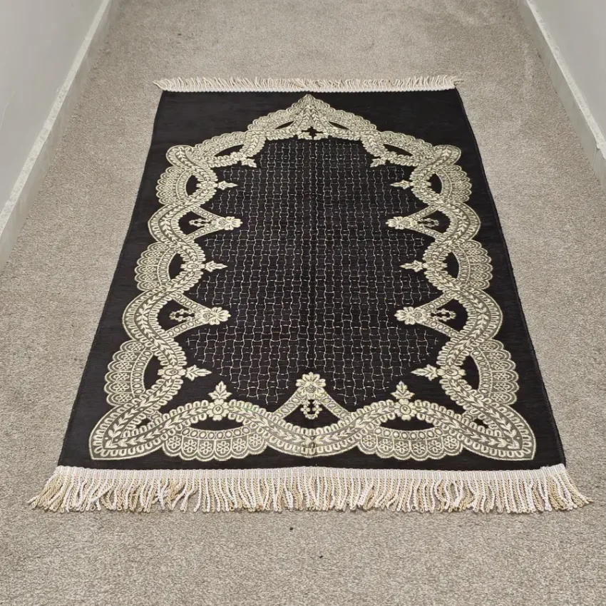 Şönil Seccade Örgü Saçaklı 70x115 Siyah M1 - 3