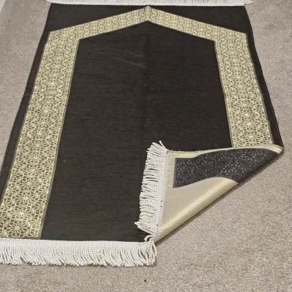 Şönil Seccade Örgü Saçaklı 70x115 Siyah M2 (1)