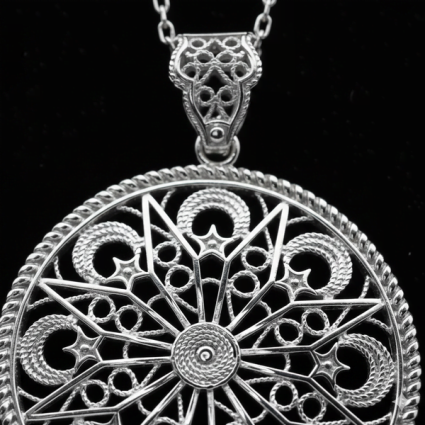 Telkari Yuvarlak Gümüş Kadın Kolye - M4 - Logosuz Ürünler (1)