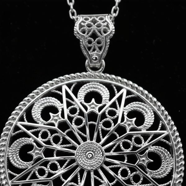 Telkari Yuvarlak Gümüş Kadın Kolye - M4 - 2