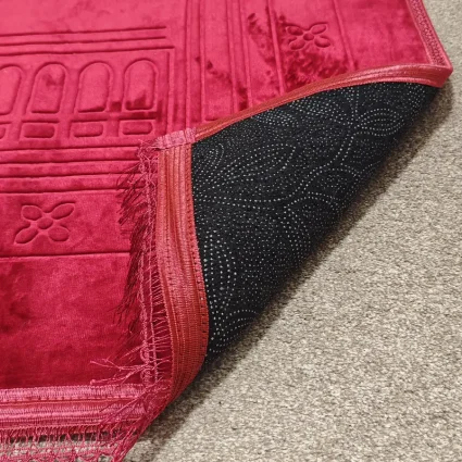 Yumuşak Peluş Seccade Kaymaz Taban 80x120 Bordo M1 - 3