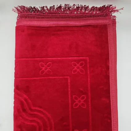 Yumuşak Peluş Seccade Kaymaz Taban 80x120 Bordo M1 - 5