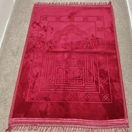 Yumuşak Peluş Seccade Kaymaz Taban 80x120 Bordo M1 - 6