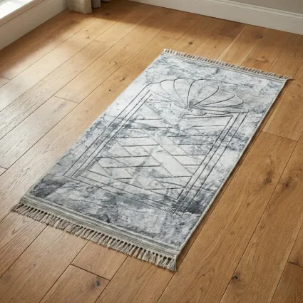 Yumuşak Peluş Seccade Kaymaz Taban 80x120 Gri M1 (1)